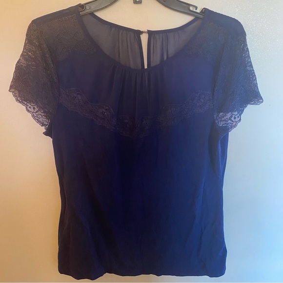 Express - Womens Size: Large | Royal Blue Chiffon and Lace Neck Detail (NWT) - Picture 8 of 11